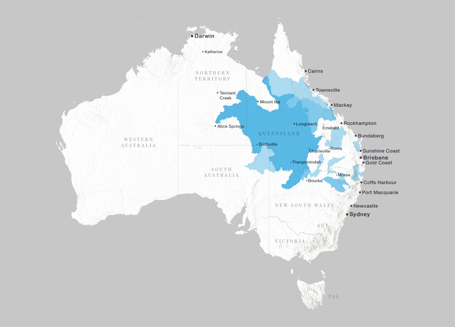 Map showing flood impact in Queensland